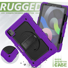 Shockproof Colorful Silicone + PC Protective Case with Holder & Shoulder Strap & Hand Strap & Pen Slot For iPad Air 2022 / 2020 10.9 (Purple)