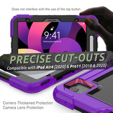 Shockproof Colorful Silicone + PC Protective Case with Holder & Shoulder Strap & Hand Strap & Pen Slot For iPad Air 2022 / 2020 10.9 (Purple)