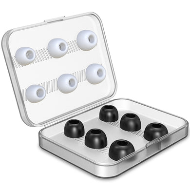 12 PCS Wireless Earphone Replaceable Silicone + Memory Foam Ear Cap Earplugs for AirPods Pro, with Storage Box(White + Black)