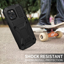 For iPhone 12 Pro Max R-JUST Shockproof Waterproof Dust-proof Metal + Silicone Protective Case with Holder(Black)