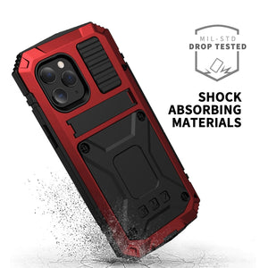 For iPhone 12 Pro Max R-JUST Shockproof Waterproof Dust-proof Metal + Silicone Protective Case with Holder(Red)