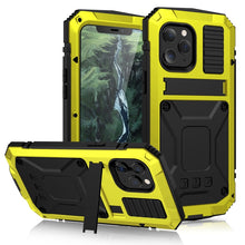 For iPhone 12 Pro Max R-JUST Shockproof Waterproof Dust-proof Metal + Silicone Protective Case with Holder(Yellow)