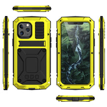 For iPhone 12 Pro Max R-JUST Shockproof Waterproof Dust-proof Metal + Silicone Protective Case with Holder(Yellow)