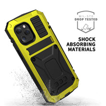 For iPhone 12 Pro Max R-JUST Shockproof Waterproof Dust-proof Metal + Silicone Protective Case with Holder(Yellow)