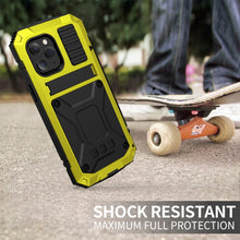 For iPhone 12 Pro Max R-JUST Shockproof Waterproof Dust-proof Metal + Silicone Protective Case with Holder(Yellow)