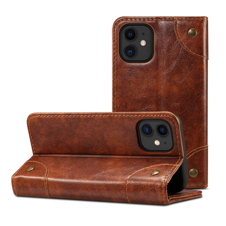 For iPhone 12 / 12 Pro Baroque Simple Horizontal Flip Leather Case with Holder & Card Slots & Wallet(Light Brown)