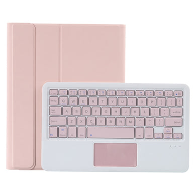 T098B-A Pressed Skin Texture TPU Detachable Candy Colors Bluetooth Keyboard Tablet Case for iPad Air 4 10.9 inch (2020), with Stand & Pen Slot & Touch(Pink)