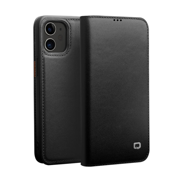 For iPhone 12 / 12 Pro QIALINO Business Horizontal Flip Leather Case with Holder & Card Slots & Wallet(Black)