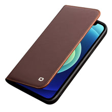 For iPhone 12 / 12 Pro QIALINO Business Horizontal Flip Leather Case with Holder & Card Slots & Wallet(Brown)