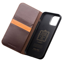 For iPhone 12 / 12 Pro QIALINO Business Horizontal Flip Leather Case with Holder & Card Slots & Wallet(Brown)