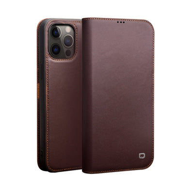 For iPhone 12 Pro Max QIALINO Business Horizontal Flip Leather Case with Holder & Card Slots & Wallet(Brown)