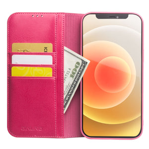 For iPhone 12 mini QIALINO Horizontal Flip Leather Case with Holder & Card Slots & Wallet (Rose Red)