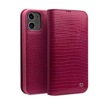 For iPhone 12 mini QIALINO Crocodile Texture Horizontal Flip Leather Case with Card Slots & Wallet (Rose Red)