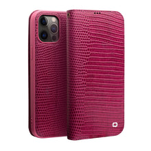 For iPhone 12 / 12 Pro QIALINO Crocodile Texture Horizontal Flip Leather Case with Card Slots & Wallet(Rose Red)