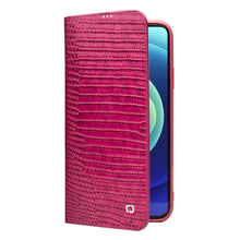 For iPhone 12 / 12 Pro QIALINO Crocodile Texture Horizontal Flip Leather Case with Card Slots & Wallet(Rose Red)