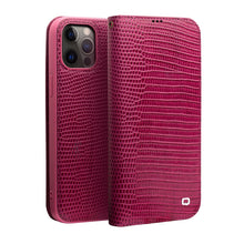 For iPhone 12 Pro Max QIALINO Crocodile Texture Horizontal Flip Leather Case with Card Slots & Wallet(Rose Red)
