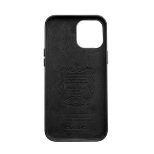 For iPhone 12 mini QIALINO Shockproof Cowhide Leather Protective Case (Black)
