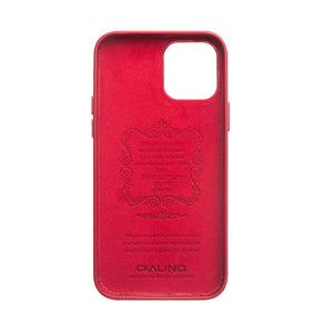 For iPhone 12 mini QIALINO Shockproof Cowhide Leather Protective Case (Red)