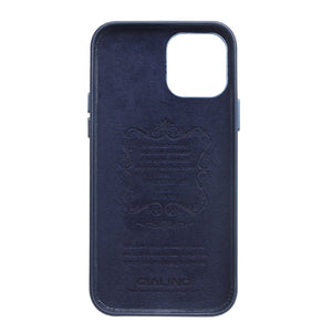 For iPhone 12 mini QIALINO Shockproof Cowhide Leather Protective Case (Blue)
