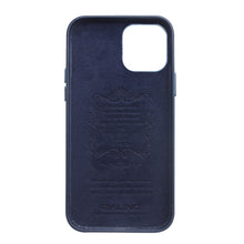 For iPhone 12 / 12 Pro QIALINO Shockproof Cowhide Leather Protective Case(Blue)