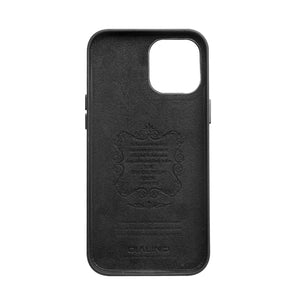 For iPhone 12 Pro Max QIALINO Shockproof Cowhide Leather Protective Case(Black)