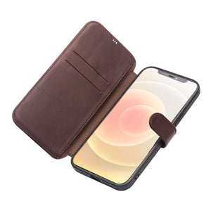 For iPhone 12 mini QIALINO Business Magnetic Horizontal Flip Leather Case with Card Slots & Wallet (Dark Brown)