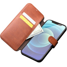 For iPhone 12 / 12 Pro QIALINO Business Magnetic Horizontal Flip Leather Case with Card Slots & Wallet(Light Brown)