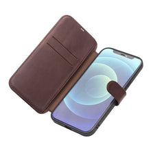 For iPhone 12 / 12 Pro QIALINO Business Magnetic Horizontal Flip Leather Case with Card Slots & Wallet(Dark Brown)