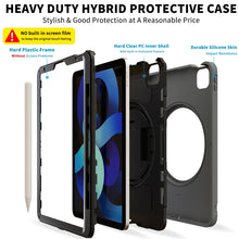 For iPad Air 2022 / 2020 10.9 360 Degree Rotation PC + TPU Protective Case with Holder & Hand-strap & Pen Slot(Grey)