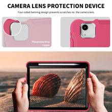 For iPad Air 2022 / 2020 10.9 360 Degree Rotation PC + TPU Protective Case with Holder & Hand-strap & Pen Slot(Rose Red)