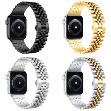 Metal Five Baht Replacement Steel Watch Band For Apple Watch Ultra 49mm / Series 8&7 45mm / SE 2&6&SE&5&4 44mm / 3&2&1 42mm(Gold)