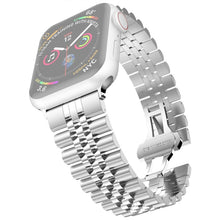 Metal Five Baht Replacement Steel Watch Band For Apple Watch Series 8&7 41mm / SE 2&6&SE&5&4 40mm / 3&2&1 38mm(Silver)