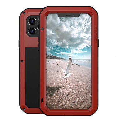 For iPhone 12 Pro LOVE MEI Metal Shockproof Waterproof Dustproof Protective Case(Red)