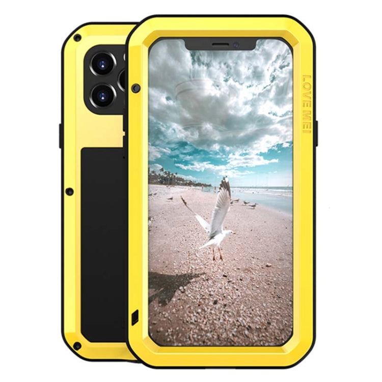 For iPhone 12 Pro LOVE MEI Metal Shockproof Waterproof Dustproof Protective Case(Yellow)