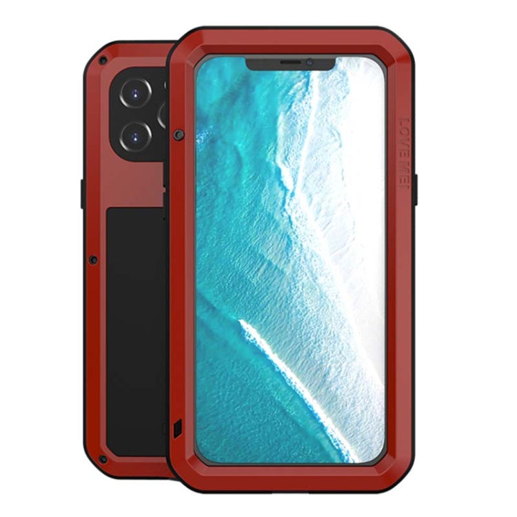 For iPhone 12 Pro Max LOVE MEI Metal Shockproof Waterproof Dustproof Protective Case(Red)