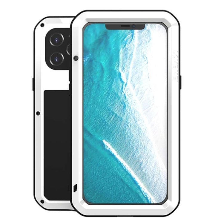 For iPhone 12 Pro Max LOVE MEI Metal Shockproof Waterproof Dustproof Protective Case(White)