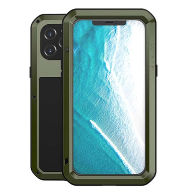 For iPhone 12 Pro Max LOVE MEI Metal Shockproof Waterproof Dustproof Protective Case(Army Green)