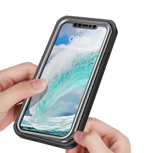 For iPhone 12 Pro Max Waterproof Dustproof Shockproof Transparent Acrylic Protective Case(Black)