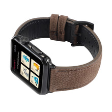 Litchi Texture Genuine Leather Watch Band For Apple Watch Series 7 41mm / 6 & SE & 5 & 4 40mm / 3 & 2 & 1 38mm(Khaki)