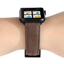 Litchi Texture Genuine Leather Watch Band For Apple Watch Series 7 41mm / 6 & SE & 5 & 4 40mm / 3 & 2 & 1 38mm(Khaki)