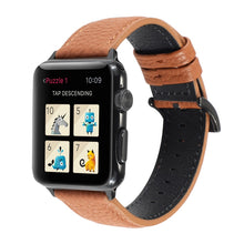 Litchi Texture Genuine Leather Watch Band For Apple Watch Series 7 41mm / 6 & SE & 5 & 4 40mm / 3 & 2 & 1 38mm(Brown)