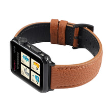 Litchi Texture Genuine Leather Watch Band For Apple Watch Series 7 41mm / 6 & SE & 5 & 4 40mm / 3 & 2 & 1 38mm(Brown)