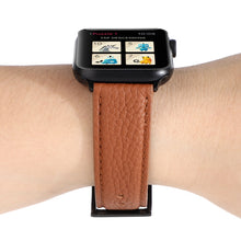 Litchi Texture Genuine Leather Watch Band For Apple Watch Series 7 41mm / 6 & SE & 5 & 4 40mm / 3 & 2 & 1 38mm(Brown)
