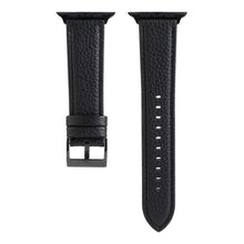 Litchi Texture Genuine Leather Watch Band For Apple Watch Series 7 41mm / 6 & SE & 5 & 4 40mm / 3 & 2 & 1 38mm(Black)