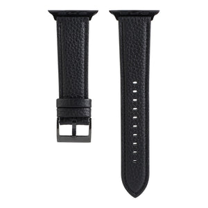 Litchi Texture Genuine Leather Watch Band For Apple Watch Series 7 41mm / 6 & SE & 5 & 4 40mm / 3 & 2 & 1 38mm(Black)