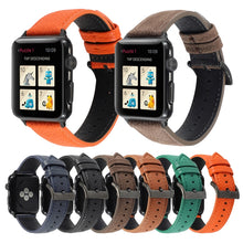 Litchi Texture Genuine Leather Watch Band For Apple Watch Series 7 41mm / 6 & SE & 5 & 4 40mm / 3 & 2 & 1 38mm(Brown)