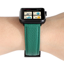 Litchi Texture Genuine Leather Watch Band For Apple Watch Series 7 45mm / 6 & SE & 5 & 4 44mm / 3 & 2 & 1 42mm(Green)
