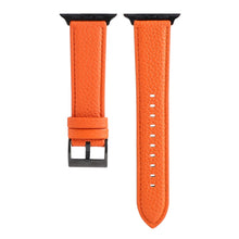 Litchi Texture Genuine Leather Watch Band For Apple Watch Series 7 45mm / 6 & SE & 5 & 4 44mm / 3 & 2 & 1 42mm(Orange)