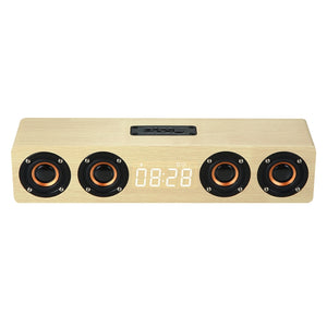 W8C Wooden Clock Subwoofer Bluetooth Speaker, Support TF Card & U Disk & 3.5mm AUX(Yellow Wood)