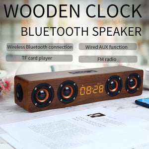 W8C Wooden Clock Subwoofer Bluetooth Speaker, Support TF Card & U Disk & 3.5mm AUX(Yellow Wood)